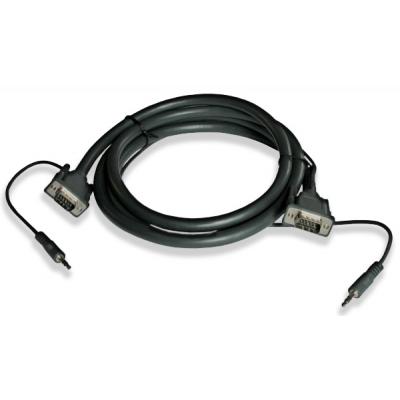 7.6m VGA 15-Pin & 3.5mm Stereo Audio Jack Male to Male Cable - Black